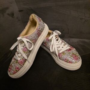 Betsey Johnson Glittery Pink and Silver Sneakers